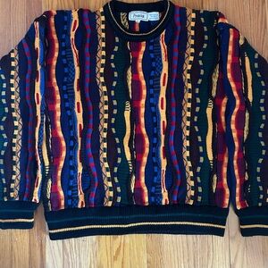 Premium Multicolor Patterned Crewneck Sweater - L
